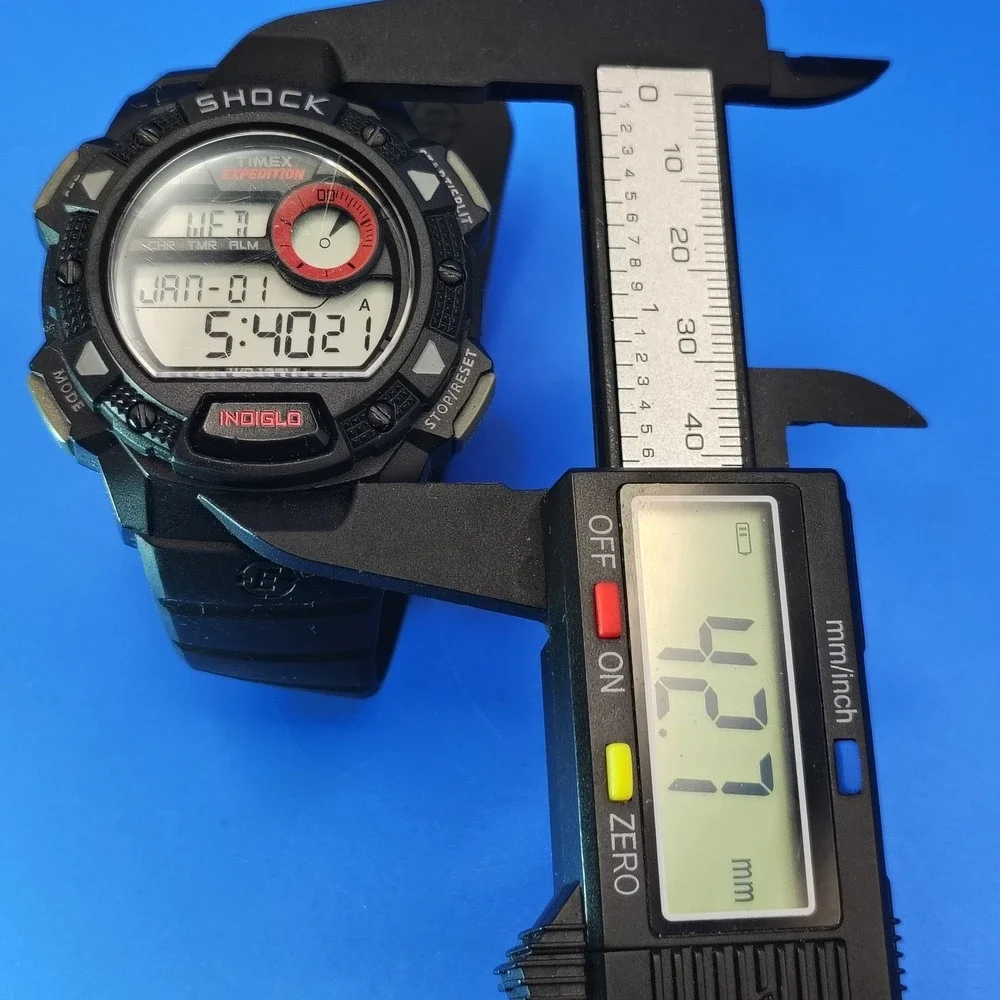 Vintage‎ 2000 Timex Expedition Indiglo Shock Y2K 42mm Mens Quartz Digital Watch